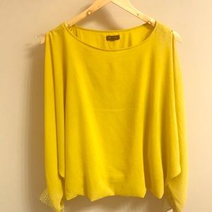 Yellow Blouse with slits in sleeves